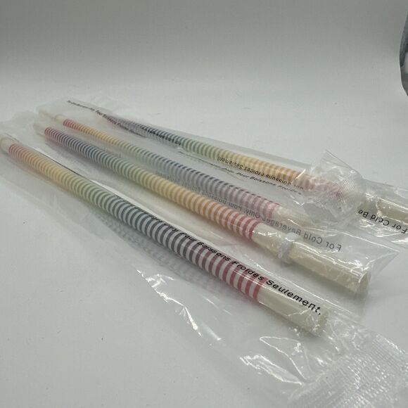Starbucks Ombre Striped Rainbow Reusable Straws NEW Cold Tumbler Lot x 4 RARE - Picture 1 of 5